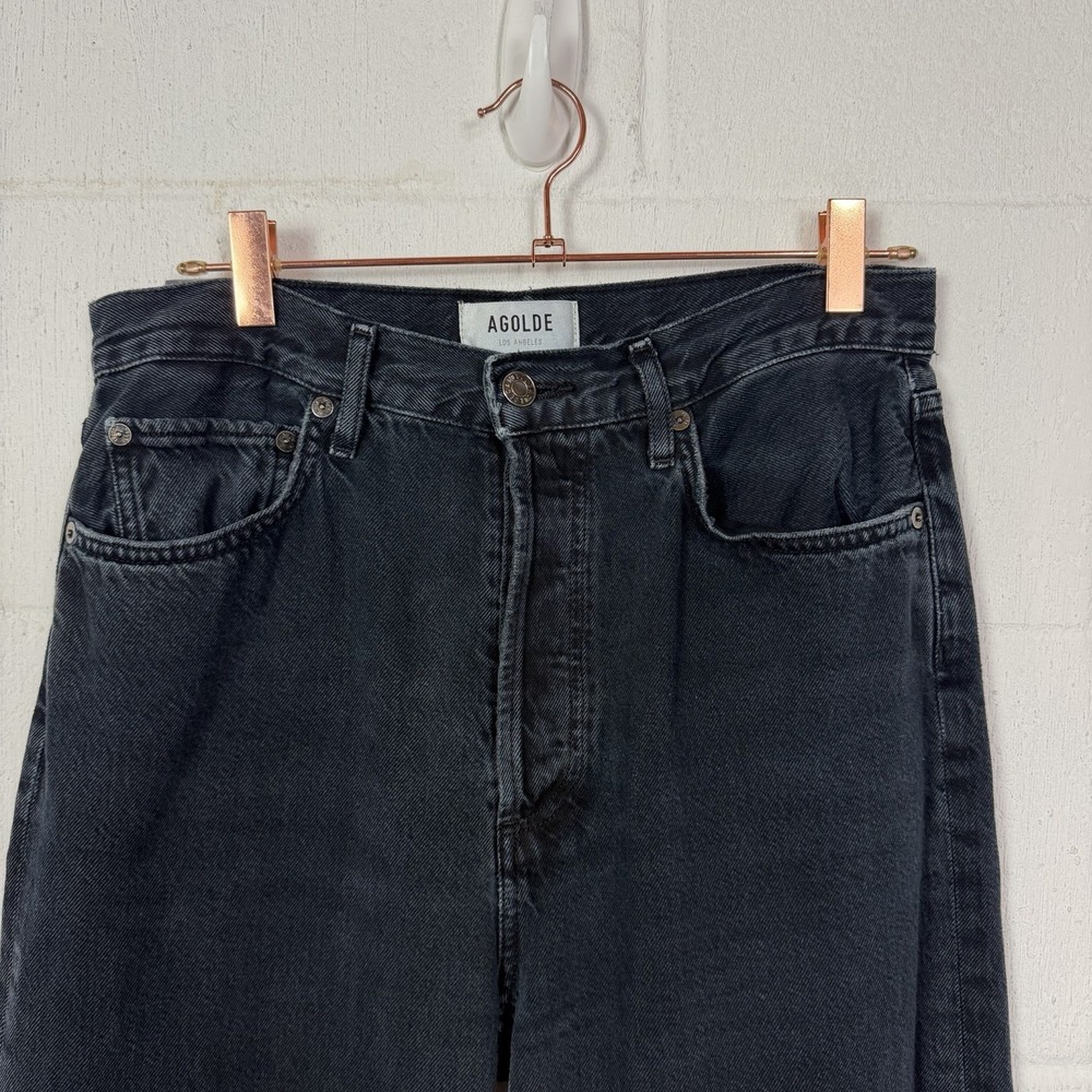 Agolde 90s Pinch Waist Jeans High Rise Straight SZ 28 (Fits 30") Buttonfly Black - Picture 2 of 15
